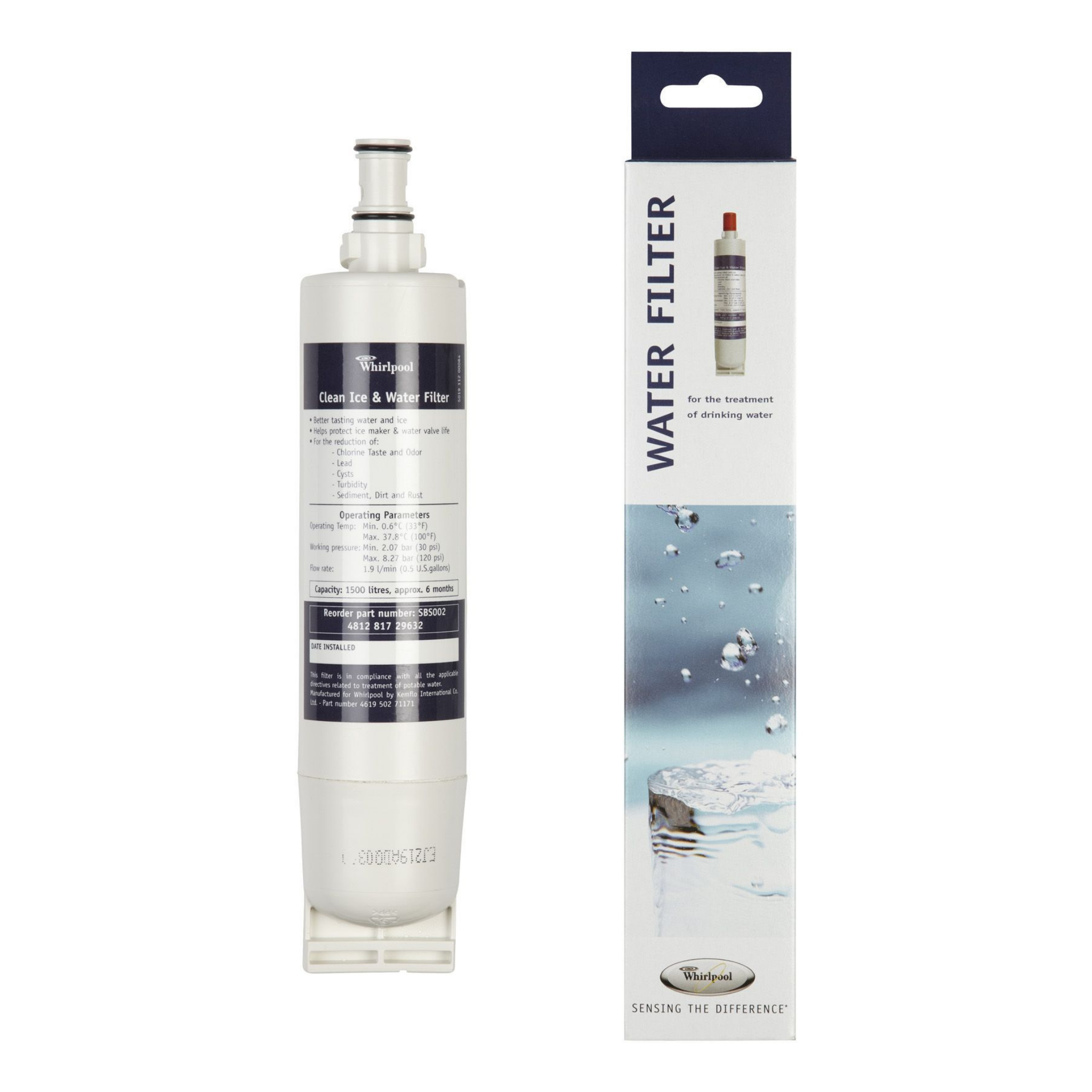 FILTRE À EAU Compatible pour Whirlpool Réfrigérateur SBS002 4396508 481281729632 EUR 11,69